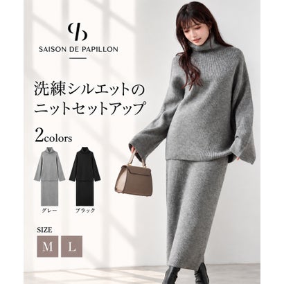 セゾンドパピヨン SAISON DE PAPILLON プルオーバーとスカートの2点セットアップ （グレー）｜詳細画像