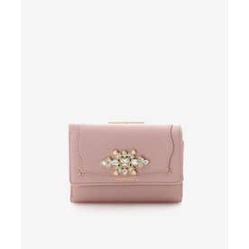 ビジューモチーフ折財布 (ピンク)