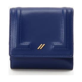 ★シンプルパンチングロゴBOX折財布 (ブルー)