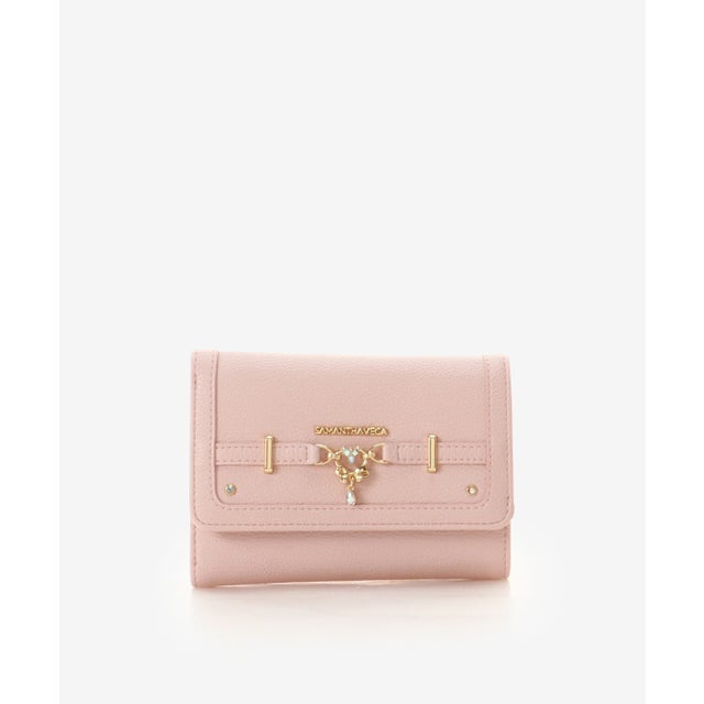 ハートリボンモチーフ折財布 (ピンク)