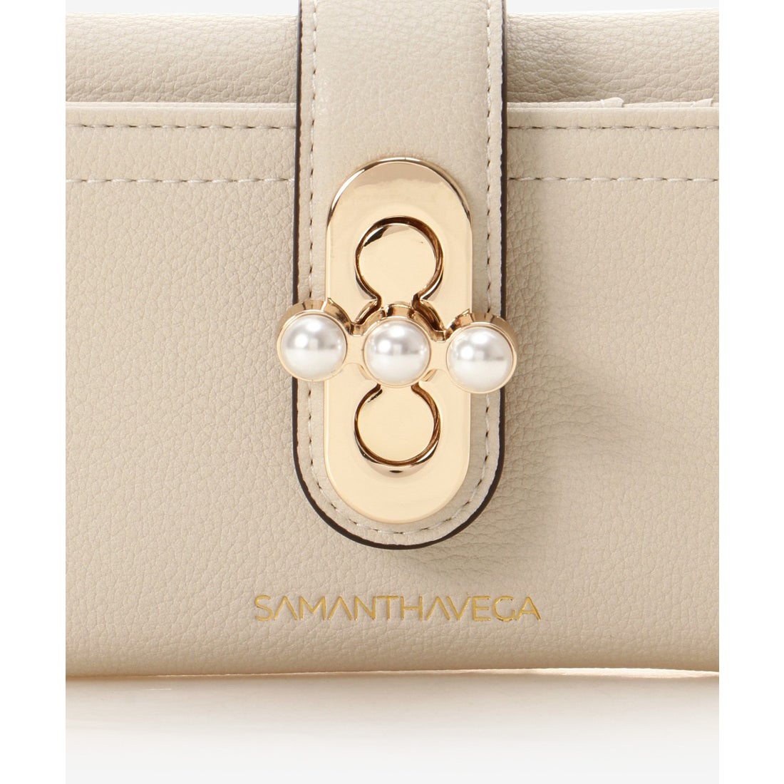 サマンサベガ SAMANTHAVEGA オリジナルパール金具折財布 (ライトブルー