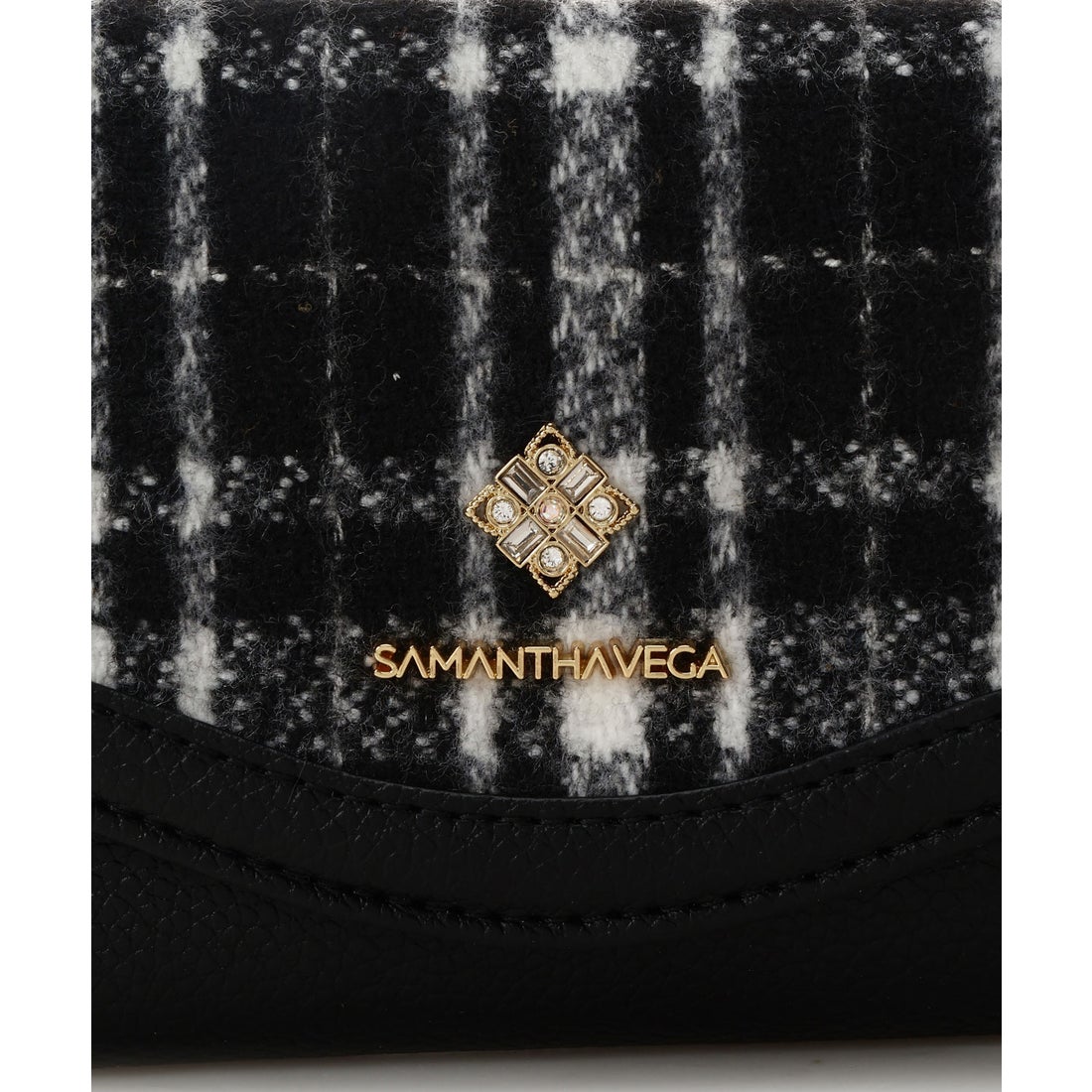 サマンサベガ SAMANTHAVEGA ツイードダイヤカット折財布 (ブラック