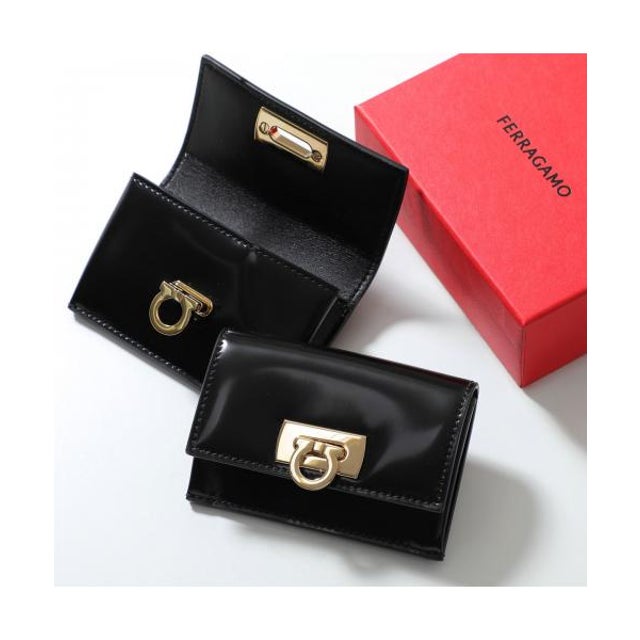 FERRAGAMO カードケース WANDA ワンダ 220435 ガンチーニ （0760662/001/NERO/ブラック）