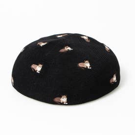 アニマル刺繍 ベレー帽 （BK）