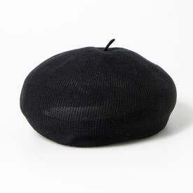 綿麻 メランジニットベレー帽 （BK）