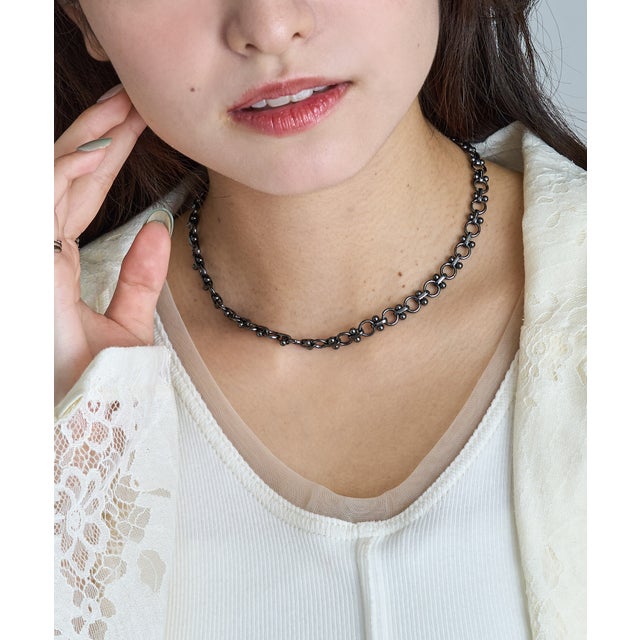 ネックレス Awesome ニッケルフリー メタル ボール サークル チェーン ショートネックレス （ブラック）