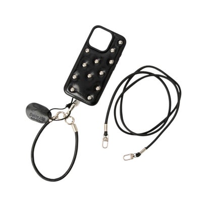 ショルダー＋ハンドストラップ付き スタッドiPhoneケース SCCH （BLK）｜詳細画像