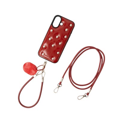 ショルダー＋ハンドストラップ付き スタッドiPhoneケース SCCH （RED）｜詳細画像