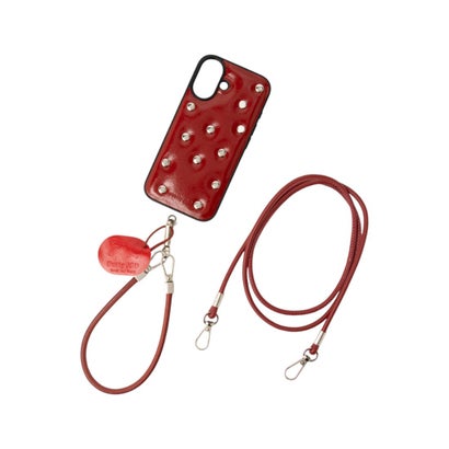 ショルダー＋ハンドストラップ付き スタッドiPhoneケース SCCH （RED）｜詳細画像