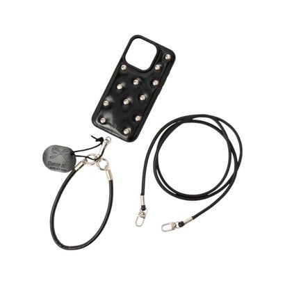 ショルダー＋ハンドストラップ付き スタッドiPhoneケース SCCH （BLK）｜詳細画像