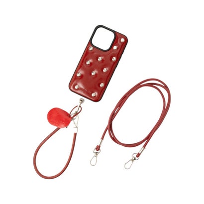 ショルダー＋ハンドストラップ付き スタッドiPhoneケース SCCH （RED）｜詳細画像