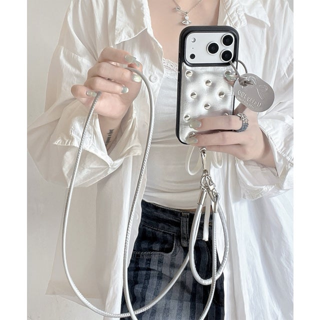 ショルダー＋ハンドストラップ付き スタッドiPhoneケース SCCH （SLV）