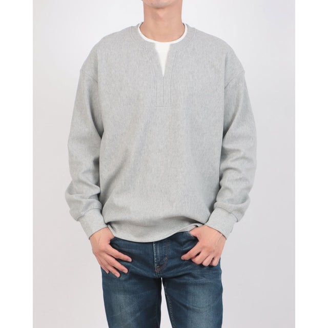 Fake Layered Waffle Sweatshirt / フェイクレイヤードワッフルスウェット SNF （グレー）