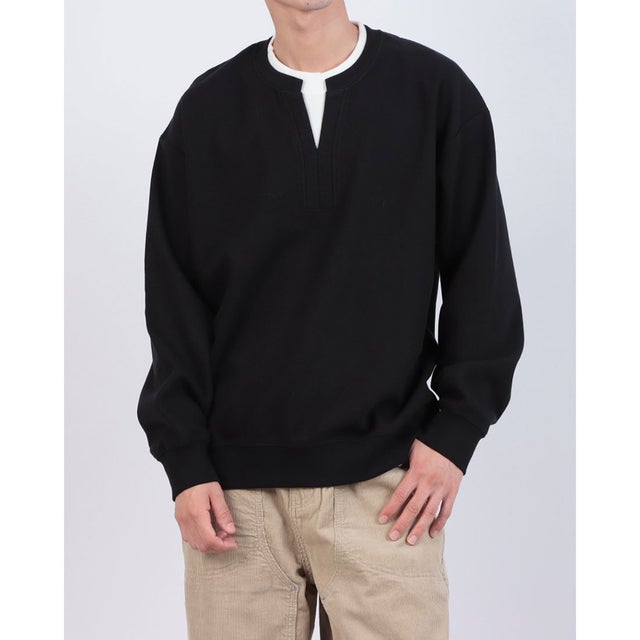 Fake Layered Waffle Sweatshirt / フェイクレイヤードワッフルスウェット SNF （ブラック）
