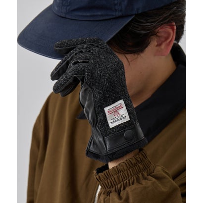 セットアップセブン SETUP7 羊革xHARRIS 裾ボア スマホ ボア裏 手袋 WINGI （ブラック系その他2）｜詳細画像