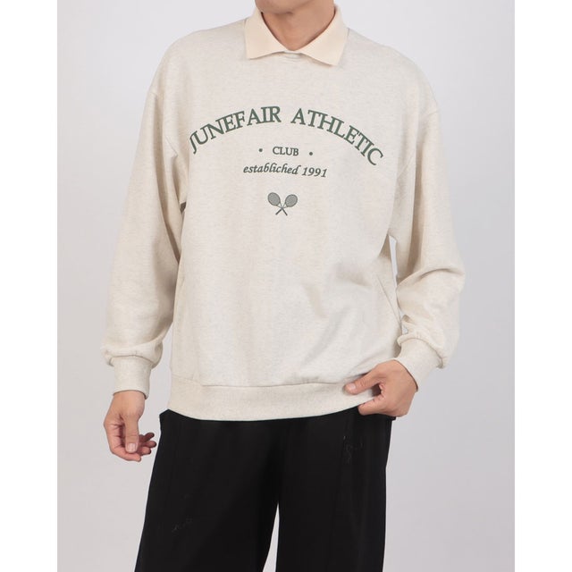 Tennis Club Collar Sweat / テニスクラブ カラー スウェット 【韓国デザイン】 NEO （アイボリー）