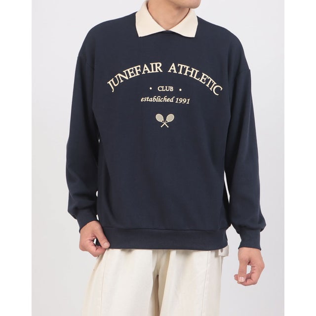 Tennis Club Collar Sweat / テニスクラブ カラー スウェット 【韓国デザイン】 NEO （ネイビー）