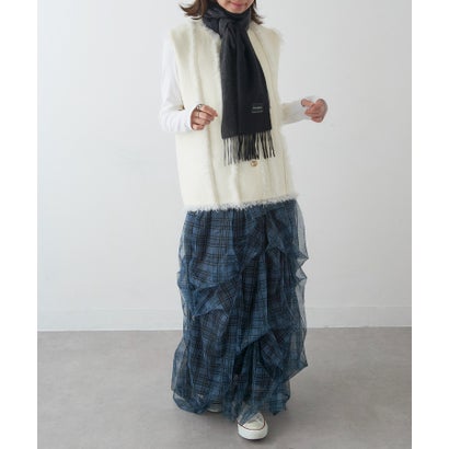 UNISEX カシミヤ バイカラー マフラー 21011/22013 CLIR （ブラック）｜詳細画像