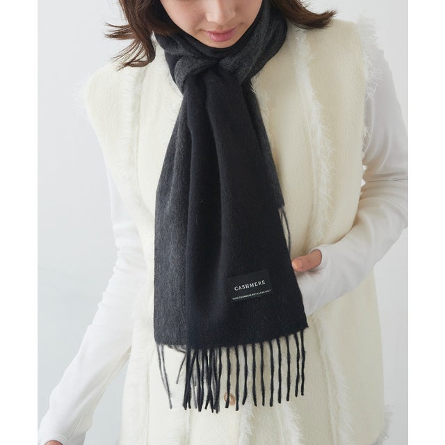 UNISEX カシミヤ バイカラー マフラー 21011/22013 CLIR （ブラック）
