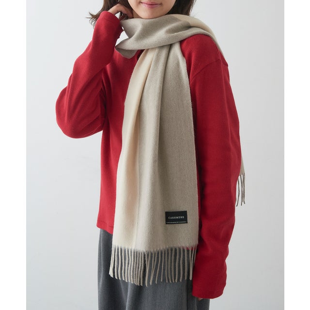 UNISEX カシミヤ バイカラー マフラー 21011/22013 CLIR （ベージュ系その他2）