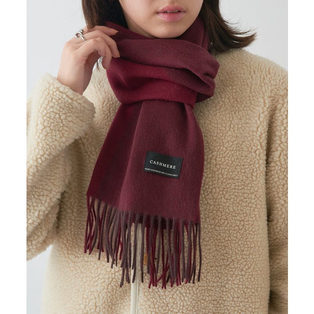 UNISEX カシミヤ バイカラー マフラー 21011/22013 CLIR （ワイン）