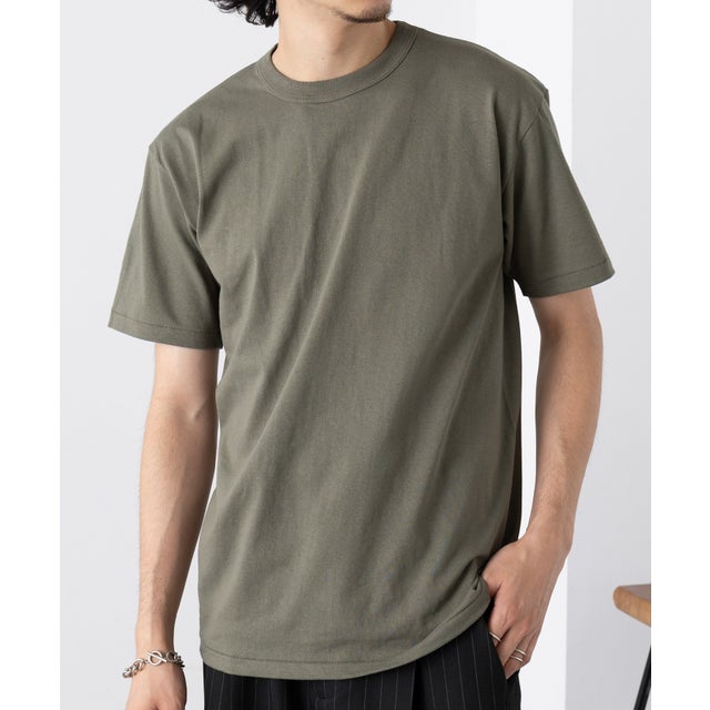 【Cross＆Stitch】6.2オンス オープンエンドマックスウエイトバインダーネックTシャツ ヘビーウェイト 半袖 無地 OE1118 （アーミー）