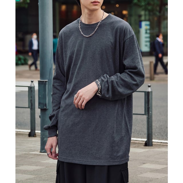 6oz ロングスリーブTシャツ ロンT  AAPP-T1304 MURS / ビッグシルエット オーバーサイズ アメアパ （ヘザーグレー）