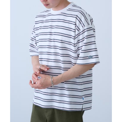 吸汗速乾ボーダーTシャツ イージーケア/ダンボール生地 COOLMAX 6273-8105 MNY （ホワイト系1）｜詳細画像