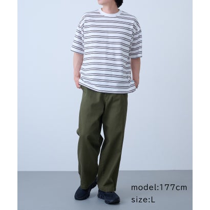 吸汗速乾ボーダーTシャツ イージーケア/ダンボール生地 COOLMAX 6273-8105 MNY （ホワイト系1）｜詳細画像