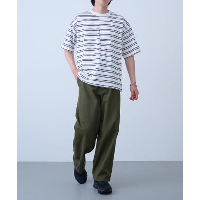 吸汗速乾ボーダーTシャツ イージーケア/ダンボール生地 COOLMAX 6273-8105 MNY （ホワイト系1）｜詳細画像
