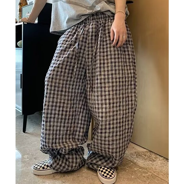 グラデーションチェックストレートパンツ SCCH （ライトグレー）