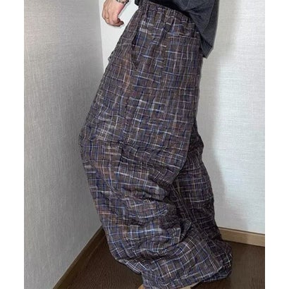 グラデーションチェックストレートパンツ SCCH （ブラウン）｜詳細画像