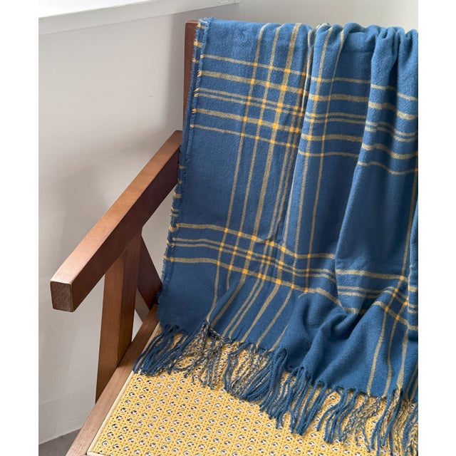 チェックストール 抗菌防臭+保湿加工 帯付 CLIR （ネイビー）