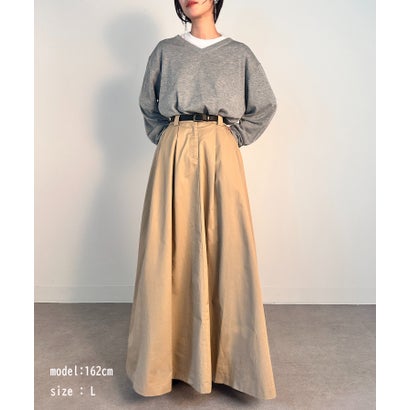 ヴィユー バイメゾンブリーズ vieux by MAISON BREEZE  ベルト付き スカート タックロングスカート ロング丈 フレアスカート Aライン ハイウエスト KNF039 （ブラック）｜詳細画像