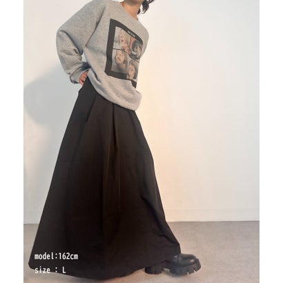 ヴィユー バイメゾンブリーズ vieux by MAISON BREEZE  ベルト付き スカート タックロングスカート ロング丈 フレアスカート Aライン ハイウエスト KNF039 （ブラック）｜詳細画像