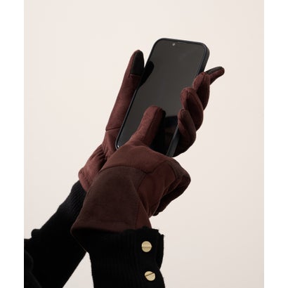 フェイクスエード パッチワーク スマホ 裏ボア 手袋 WINGI （ブラウン）｜詳細画像