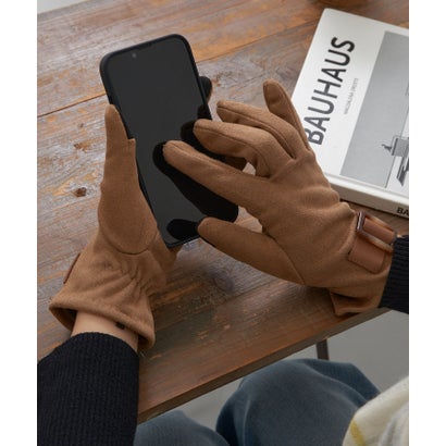 セットアップセブン SETUP7 フェイクスエード BIGバックルベルト スマホ 裏ボア 手袋 WINGI （ベージュ）｜詳細画像
