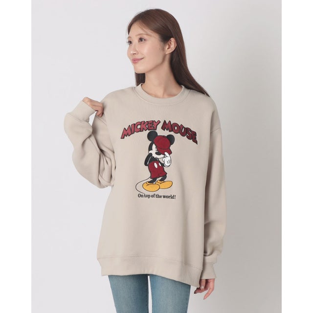 Mickey/ミッキー クルーネックスウェット MNY （ベージュ）