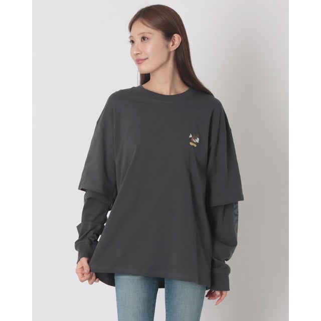 Mickey/ミッキー レイヤードロンT MNY （チャコールグレー）