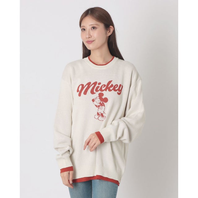 Mickey/ミッキー ジャガード配色ニット MNY （ホワイト）