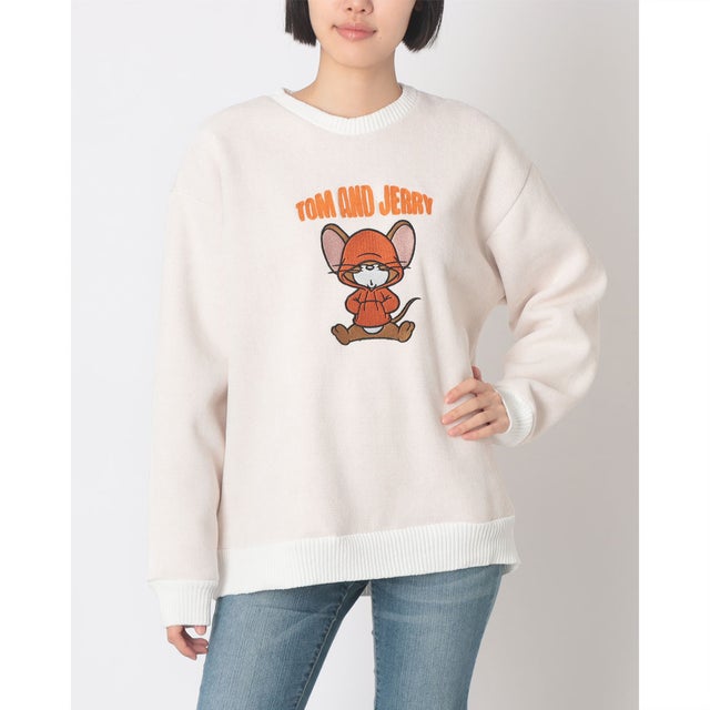 キャラクター 裏シャギー刺繍スウェット MNY （アイボリー系1）