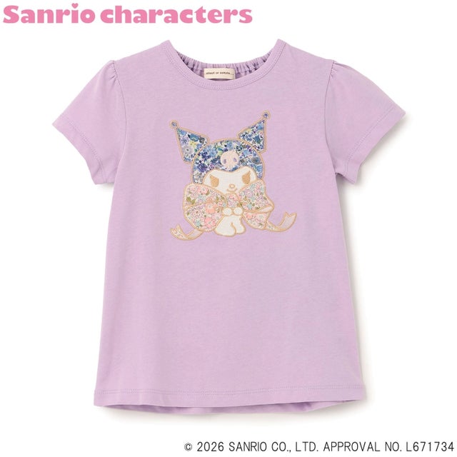 【シナモロール/クロミ】リバティアップリケAラインTシャツ （ラベンダー）