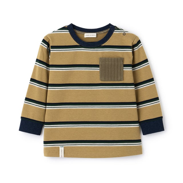 ケーブルポケットボーダーTシャツ （ベージュ）