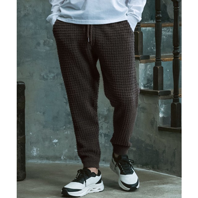 ブロックワッフルニットパンツ （charcoal）