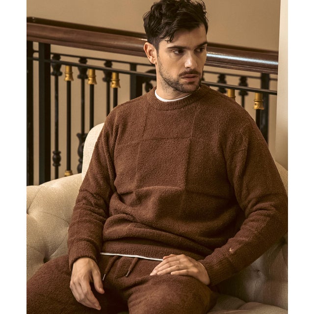 カシミヤタッチブロックニットプルオーバー （brown）