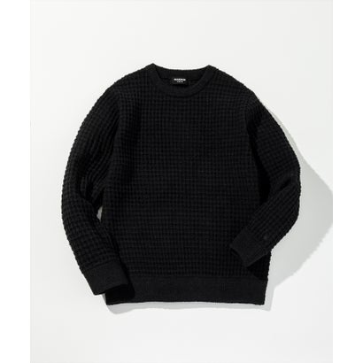 ウノ ピゥ ウノ ウグァーレ トレ リラックス 1PIU1UGUALE3 RELAX ブロックワッフルニットプルオーバー （black）｜詳細画像