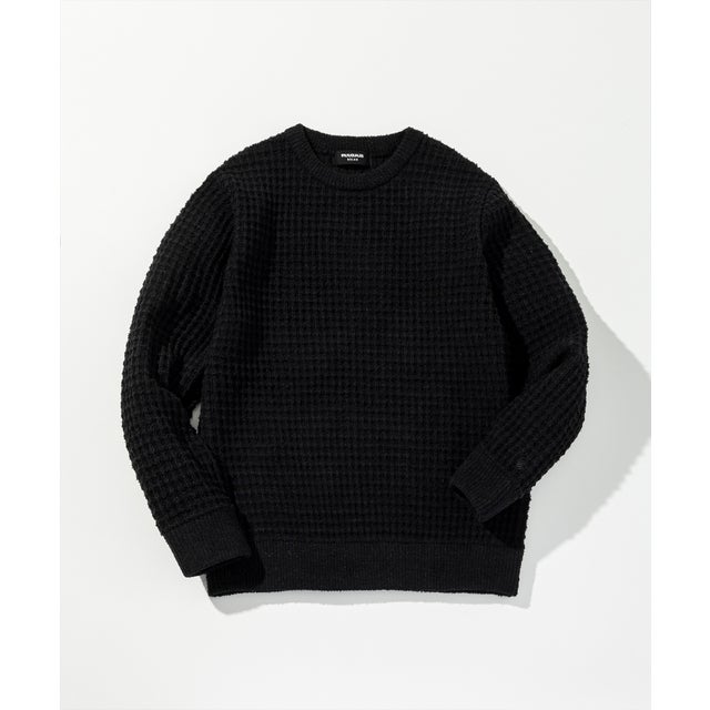 ブロックワッフルニットプルオーバー （black）