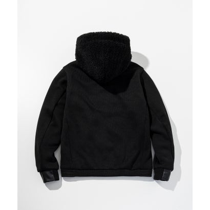 メタルアイコン シンセティックレザーコンビパーカー （black）｜詳細画像