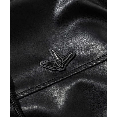メタルアイコン シンセティックレザーコンビパーカー （black）｜詳細画像