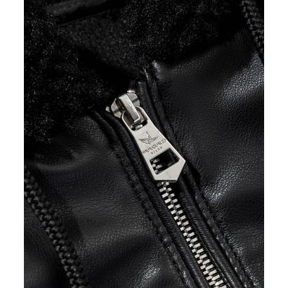 メタルアイコン シンセティックレザーコンビパーカー （black）｜詳細画像